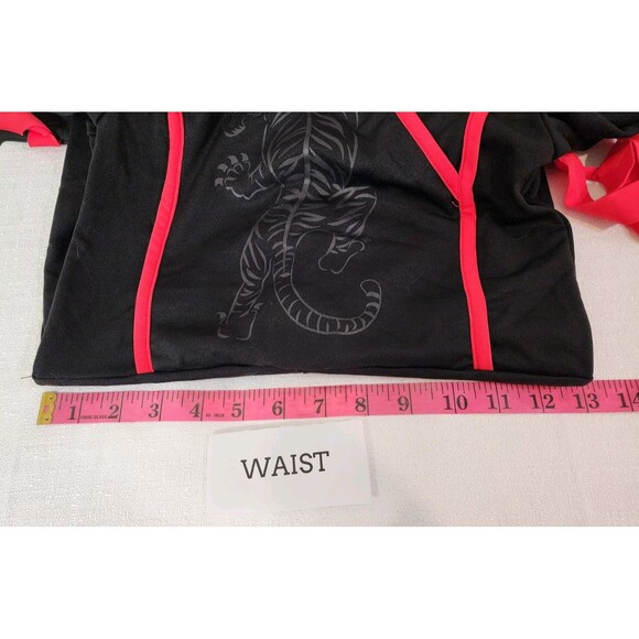 HALLOWEEN COSTUME KIDS 10-12 BLACK & RED NINJA ONE PIECE JUMPSUIT MARTIAL ARTS - Picture 10 of 11